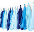 9.8in Blue Tissue Paper Tassel DIY Hanging paper decorations Party Garland Decor by Binpeng
