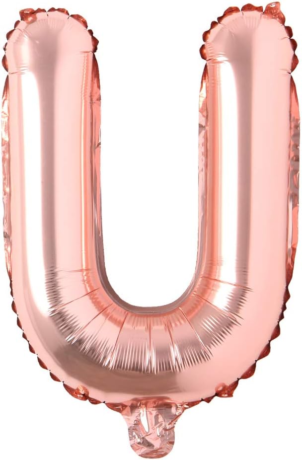 16" inch Single Rose Gold Alphabet Letter number Balloons Aluminum Hanging Foil by REIANS