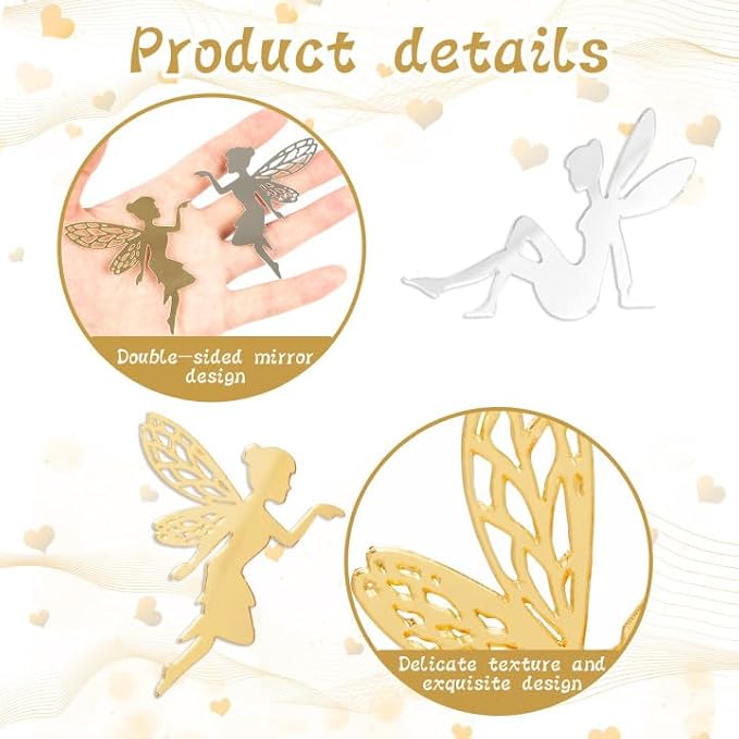 12PCS Gold Fairy Cupcake Toppers Acrylic Fairy Cake Decor - Image 3