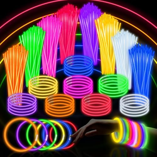 SpringFlower 500 Pcs Glow Sticks Bulk Party Supplies, Glow Sticks Bracelets for Party Favors Decorations, Glow in The Dark Party Supplies, Light Up Wedding, Birthday, Halloween , 8'', 8 Colors by SpringFlower