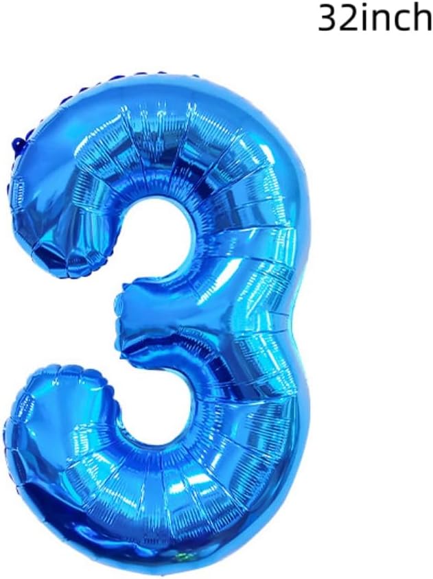 3rd Birthday Large Foil Balloons Blue， Balloon Decorations - Image 4
