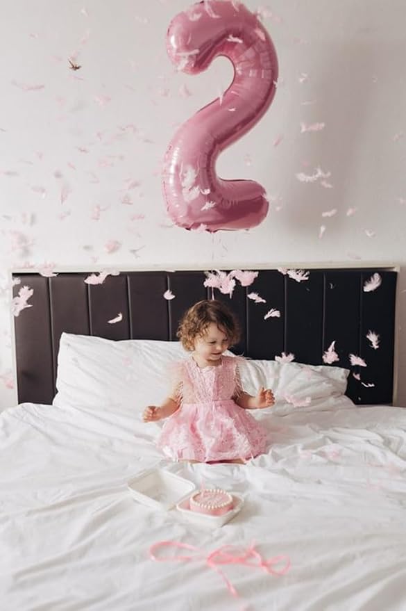 Number 2 Balloon Birthday Decorations, 40In Pearl Pink Balloons - Image 2