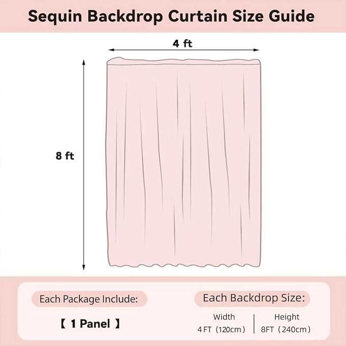 Sugargirl Mint Green Sequin Backdrop Curtain 4FTx8FT Glitter Mint Green - Image 6
