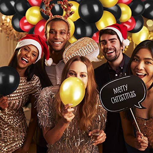 TecUnite 100 Pcs Red Black Gold Latex Balloons 13 Inch Colorful Round Balloons - Image 3