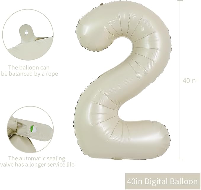TONIFUL 40 Inch Cream White Large Numbers Balloon 0-9 Birthday Party Decorations - Image 2