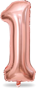 Rose Gold 1 Balloons, 40 Inch Giant Helium Foil Number 0-9 by Lingqiang