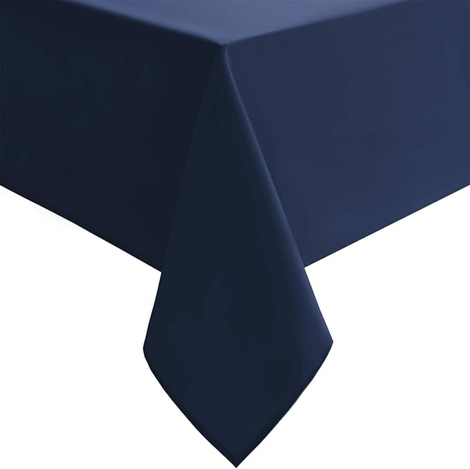 Hiasan Waterproof Tablecloth Rectangle - Washable Fabric Table Cloth for Dining Room Kitchen Birthday Party and Outdoor Use, Navy Blue, 54 x 120 Inch