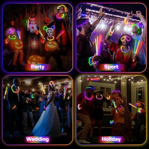 SpringFlower 200Pcs Ultra Bright Glow Sticks, Glow Sticks Bracelets For Kids Party Favors, Glow in The Dark Party Supplies, Glow Decorations, Neon Party Favors Glow Party, Wedding, Birthday - Image 5