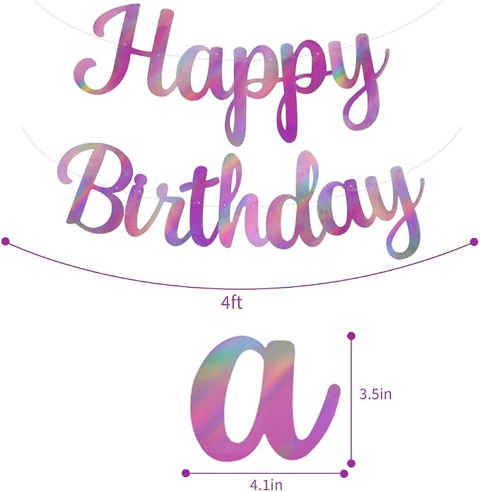 BEISHIDA Double-Sided Rainbow Purple Happy Birthday Banner - Image 3