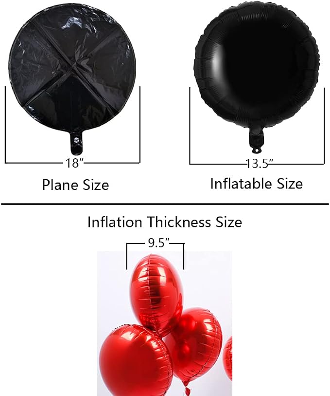 18" Black Gold Silver Balloons Round Foil Mylar Helium Balloons - Image 2