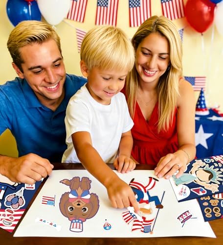 4th of July Outfits for Women - 24Pcs Patriotic Stickers, Make-a-face Stickers,Fourth of July Decorations Accessories Party Favors Supplies for Memorial Day Classroom DIY Crafts Party Decorations - Image 5