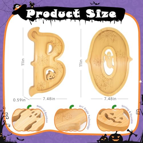 Boo Halloween Charcuterie Board,with Balloon,3 Bamboo Letter Food Tray - Image 6