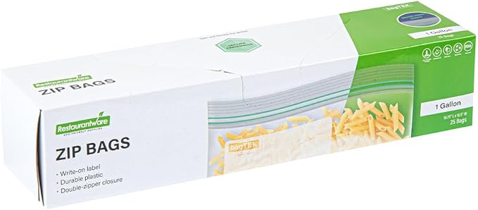 Restaurantware Bag Tek 1 Gallon Storage Zip Bags 25 Disposable Zipper Pouch Bags - Image 9