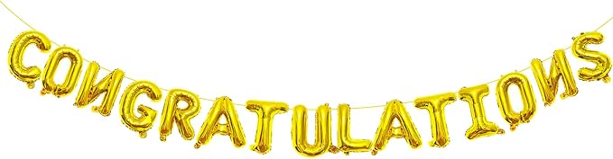 16 Inches Congratulations Balloons Hanging Banner Decorations, Foil Mylar by Tedercle