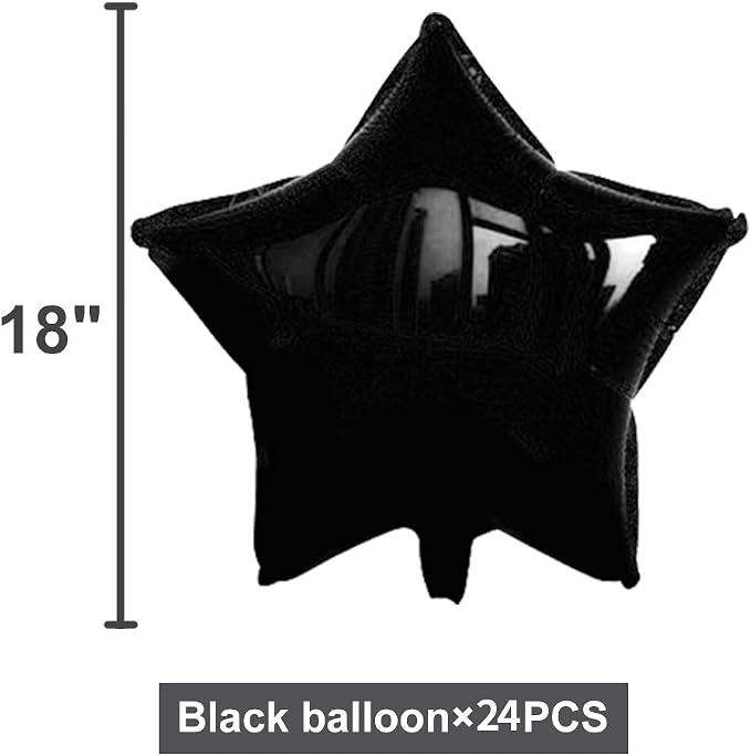24Pcs 18" Black Star Balloons Foil Balloons Mylar Balloon - Image 2