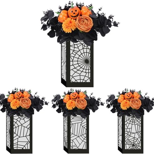 Halloween Party Decoration 4 Pcs Halloween Table Centerpieces Boxes Spider Web Paper Lantern Boxes Halloween Goodie Bag Candy Boxes for Table Decoration Halloween Birthday Party Supplies 5x5x9.5in by Urlax