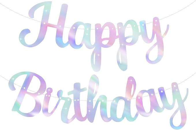 Iridescent Happy Birthday Banner by PatiCool
