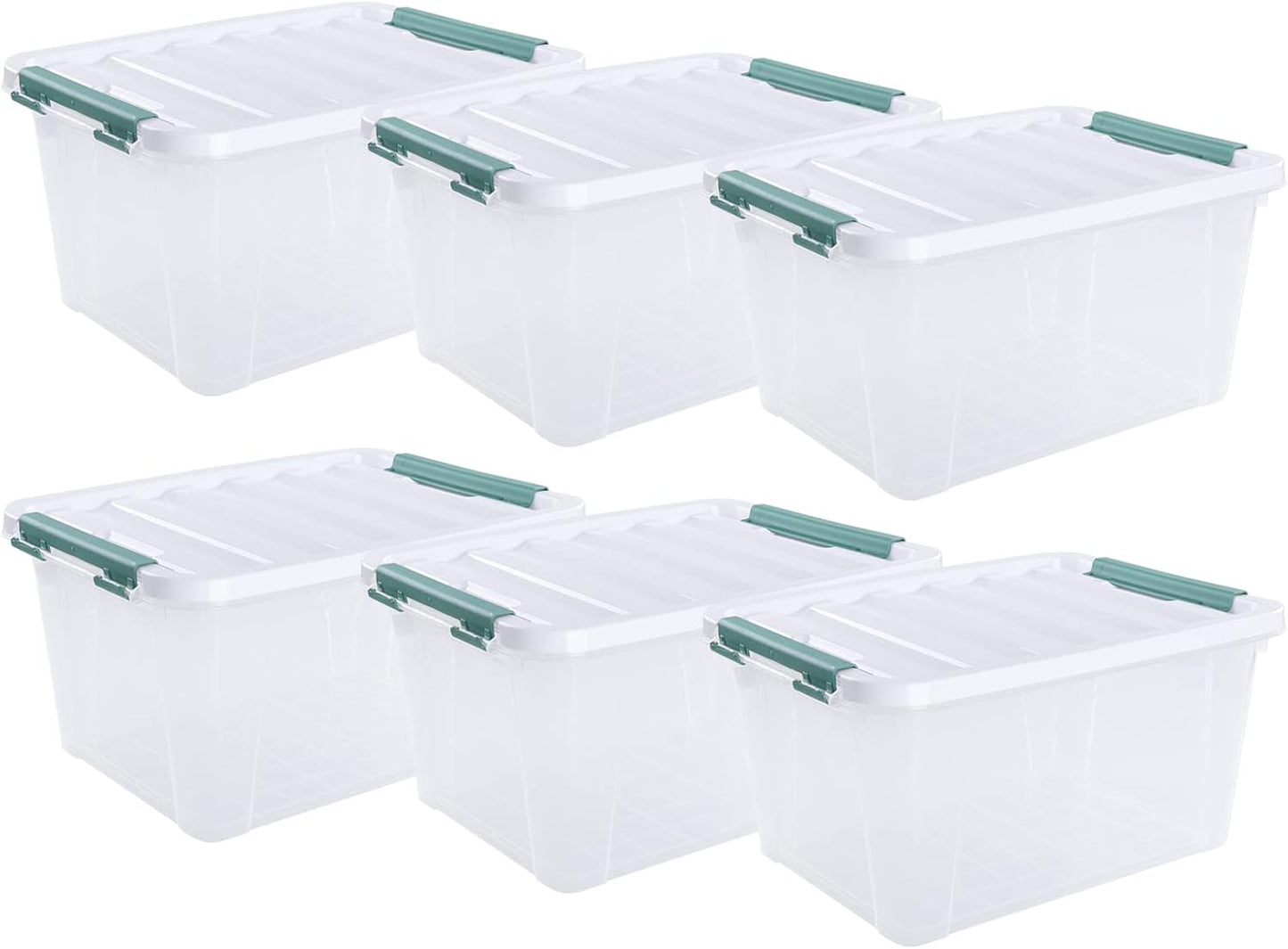 Xyskin 6-Pack 20 Quart Plastic Storage Boxes, Latching Storage Bin Box, Clear