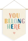 Welcome Sign for Boho Classroom, You Belong Here Inspirational Linen Canvas by Unknown