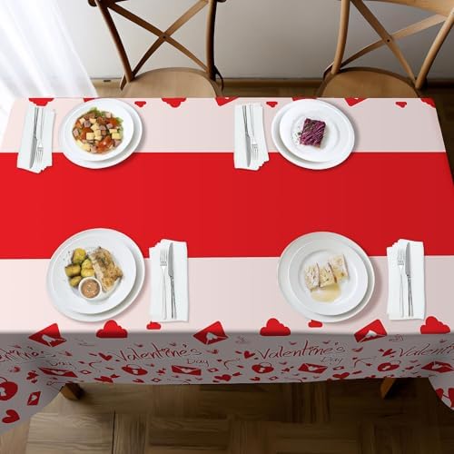 Childom Valentines Day Tablecloth for Valentines Day Decorations Party,3 Pack Disposable Plastic Valentines Table Cloths 54" x 108" Pink Table Cover,Valentines Decor for Wedding Engagement Anniversary - Image 4