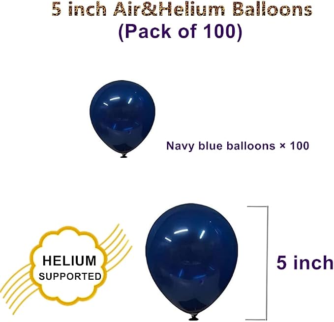 Navy Blue Balloons, 5 inch 100pcs Mini Dark Blue Latex Balloons - Image 2