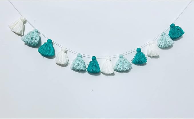 Big Size Tassel Garland H3.1in Polyester Yarn Gradual Geen Pom Pom Tassel by Binpeng