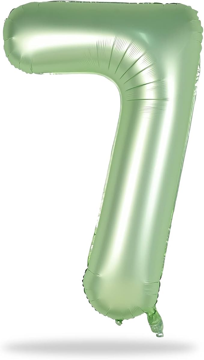 Sage Green Foil Balloon Number 7, Large Olive Green Number 7 Helium Balloon by Lingqiang