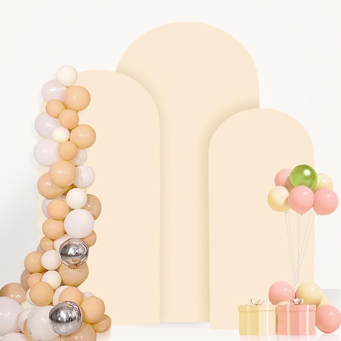 FANPROMS Wedding Arch Cover Beige 5ft 6ft 7ft Spandex Arch Backdrop Cover Set - Image 6