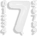 SUWEN 40 Inch White Large 7 Balloon Number Big Foil Helium Numbers 0-9 | Giant by SUWEN