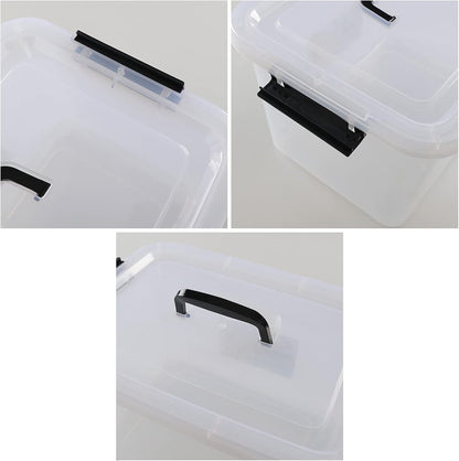 5 Liter Clear Storage Box, 4-Pack Plastic Latching Box with Lid