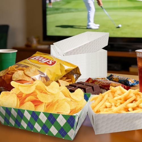 50 Pcs Golf Party Food Trays - Disposable Paper Food Boats, 2 Designs - Image 4