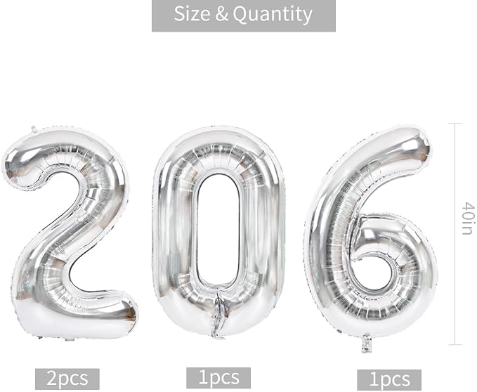 TONIFUL 2026 Graduation Balloons 40 Inch Number Balloons Aluminum Foil Mylar - Image 2