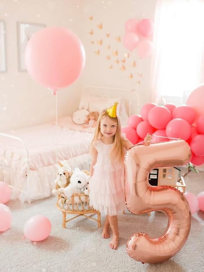 5 Balloon Numbers Birthday Decorations, 40In Rose Gold Balloons - Image 6
