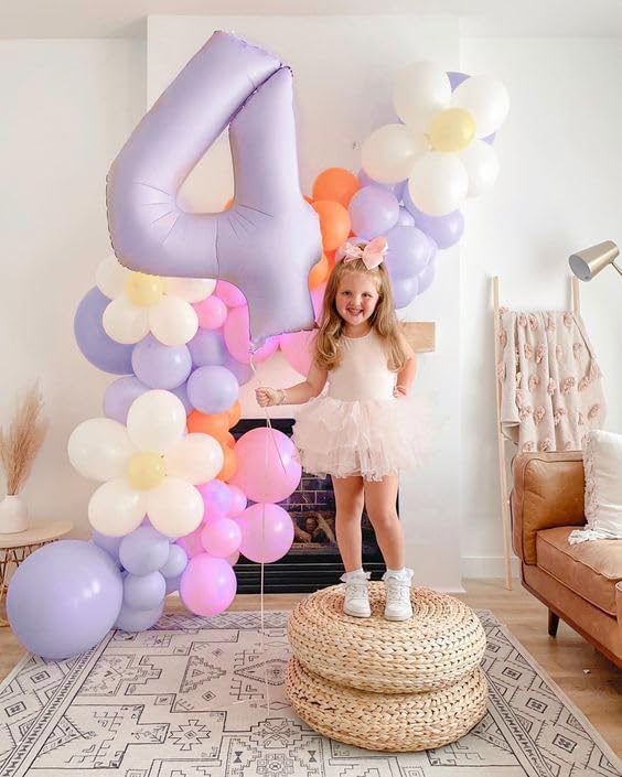 Number 9 Balloons 40 Inch for 9 19 Birthday Decorations, Cream Purple | Jumbo - Image 3