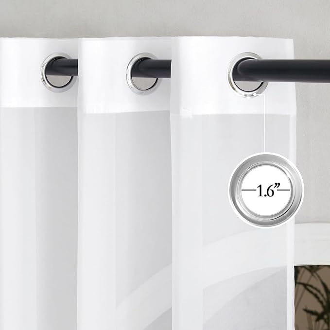 NICETOWN White Sheer 54 inch Length Curtains, Grommet Soft Voile Sheer Light - Image 2