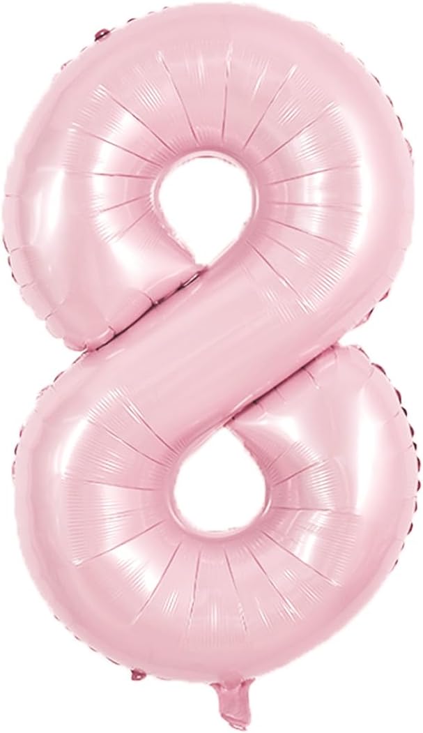 TONIFUL 40 Inch Pastel Pink Number 8 Balloons Large Foil 8th Birthday Decor | by TONIFUL