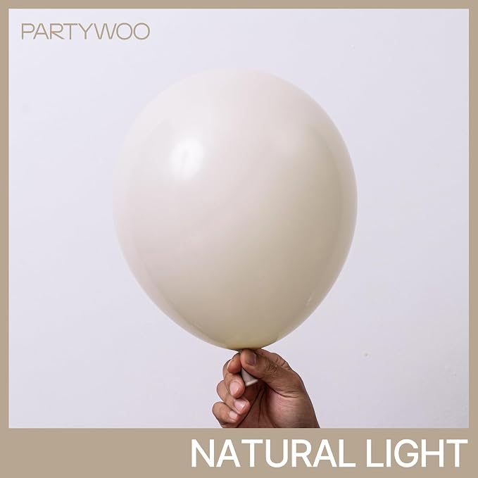 PartyWoo White Balloons 50pcs Sand White Beige Cream Ivory Boho Neutral | 12 - Image 3