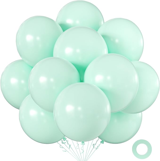 Pastel Green Balloons 18 Inch 24 Pack Matte Helium Latex Round Balloons by KALOR