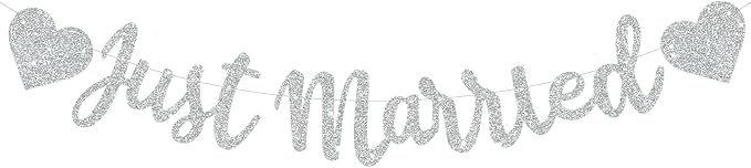 BEISHIDA Silvery Just Married Banner by Beishida