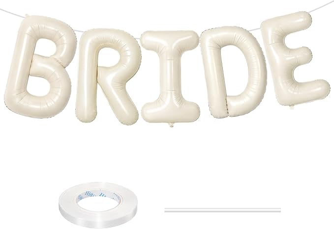 40 Inch Beige BRIDE Balloons, Huge Cream White Sand Bride Letter Aluminum Foil by BSRESIN