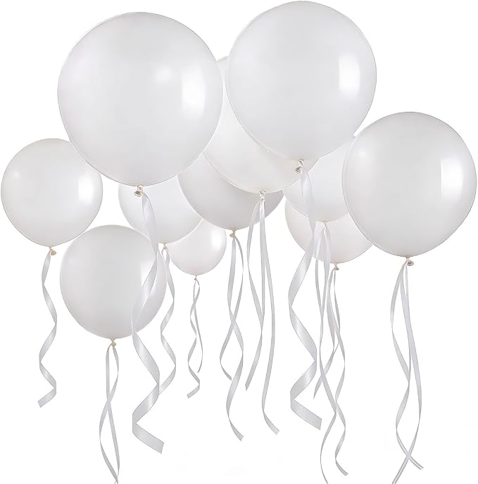 36 Inch White Balloons by CEUQIESO