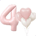 Pink 4 Balloon Number Pastel Pink 4th Birthday Party Decorations by Unknown