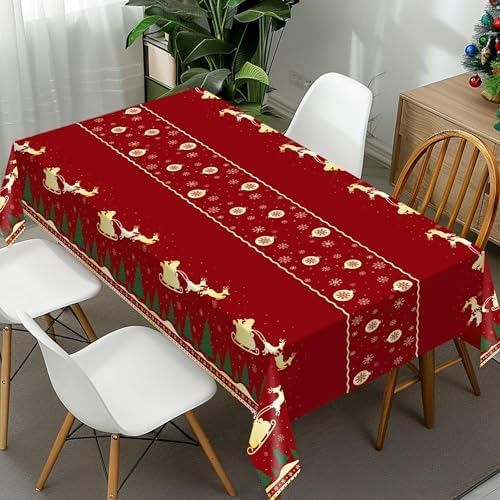 Christmas Tablecloth,3 Pack Disposable Plastic Tablecloths for Rectangle Tables 54"x108",Christmas Decorations,Red Reindeer Table Cloths for Home,Dinner,Xmas Table Cover for Outdoor,Picnic,Birthday - Image 7
