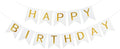 Happy Birthday Banner With Shiny Gold Letters, Swallowtail Design Hanging Signs by Blukey