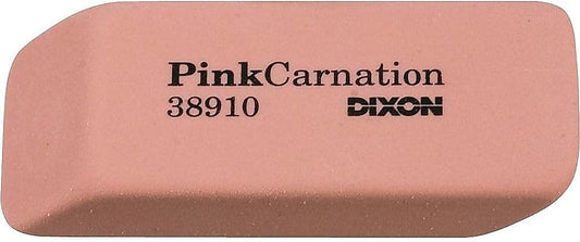 Dixon Pink Carnation Large Erasers, Pink, Dozen (38910)