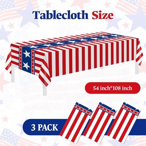 3 Pack Patriotic Tablecloths,American Flag Tablecloth,Patriotic Decorations - Image 2