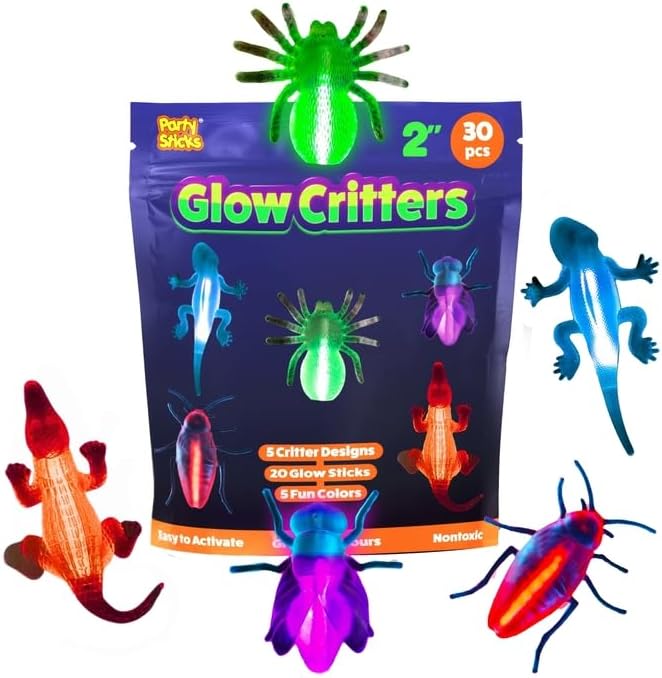 Glow Critters Halloween Toys - Glow Sticks Party Favors - Glow in The Dark Party Supplies - 30 Count by PartySticks