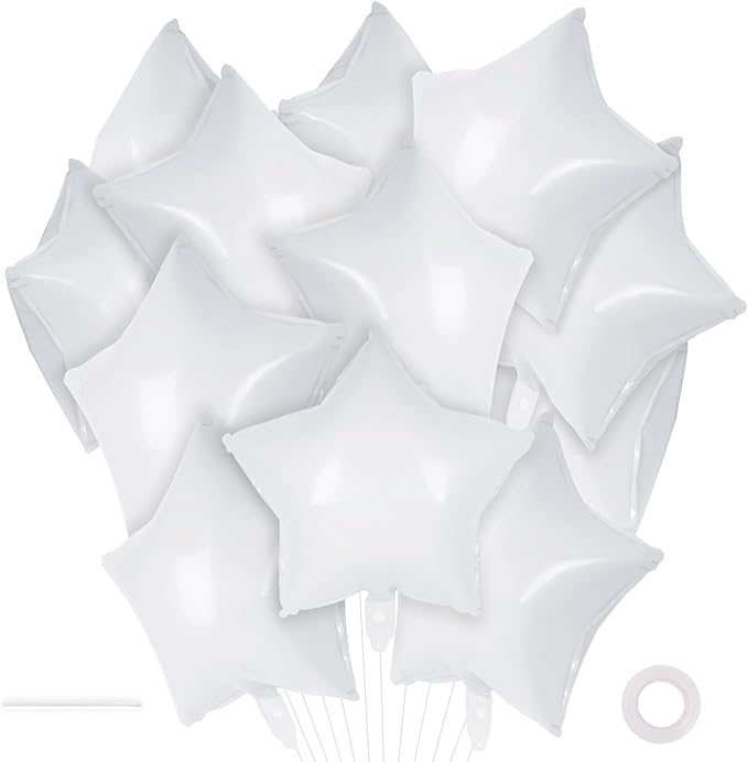 20 Pcs Star Balloons, 18 Inch White Star Foil Balloons, Stars Shaped Balloon by YOTHORN