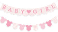 Pink Gingham Baby Banner Girl Plaid Welcome Baby Shower Sign Decoration by DUIILHOS