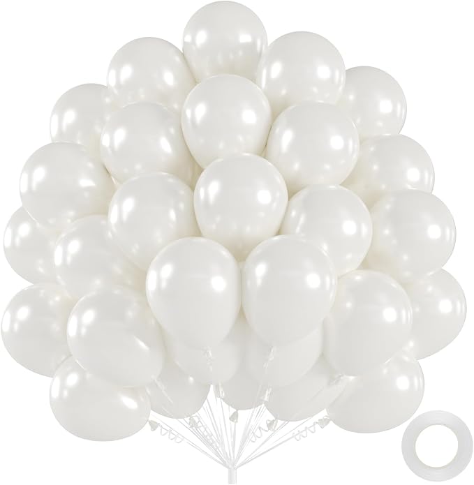 50pcs Pearl White Balloons, 12inch Pearl Ivory Latex Helium Balloons | by Colorfullifefromnowon
